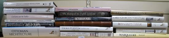 A quantity of reference books relating to Art movements, architecture, cutlery, furniture, Victorian pubs, etc.